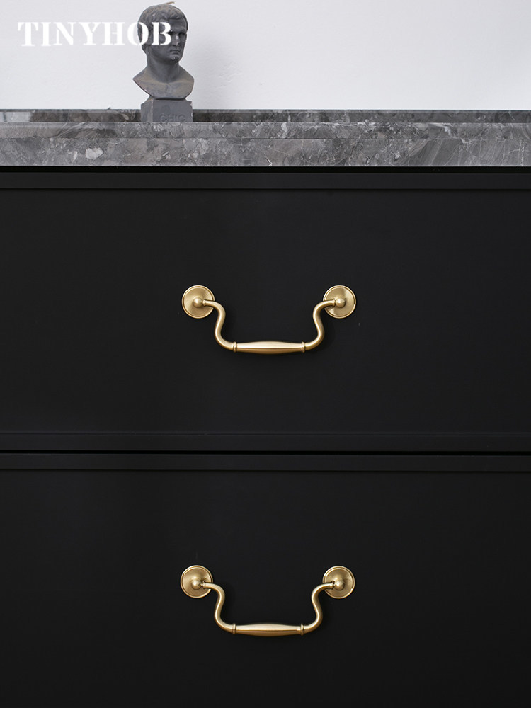 Furniture Hardware Drop Pulls - Kenop Tarikan Kuningan Padat Vintage Mewah,